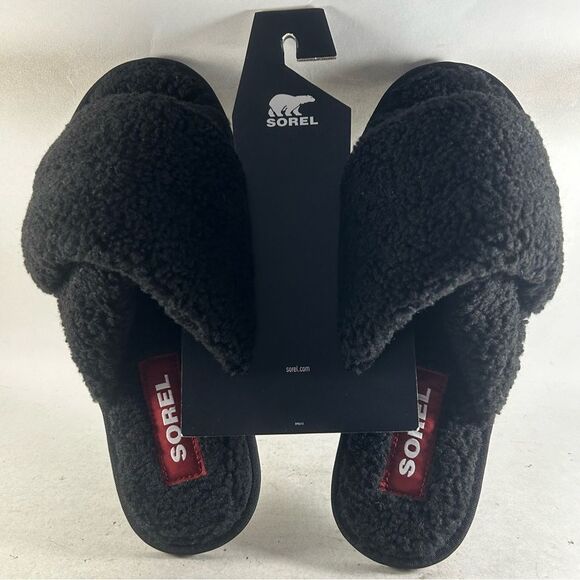 Sorel Go Mail Run Womens Faux Fur Slippers Black Size 9 - Picture 5 of 7